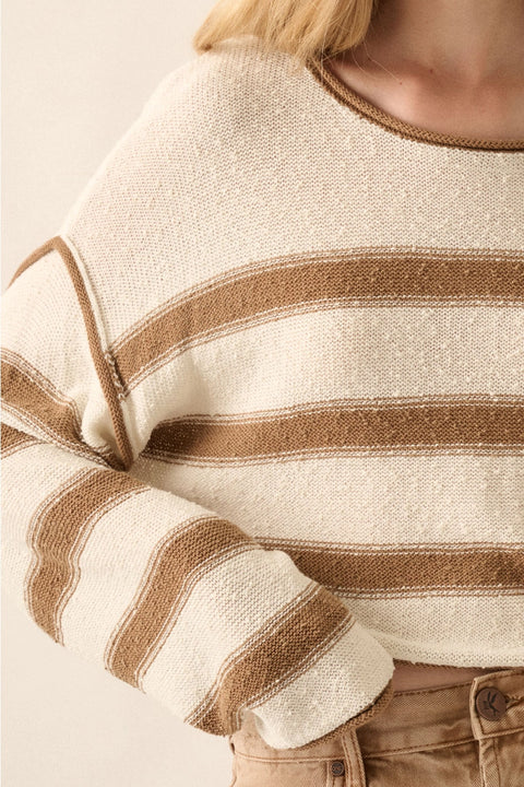  Striped Exposed Seam Top