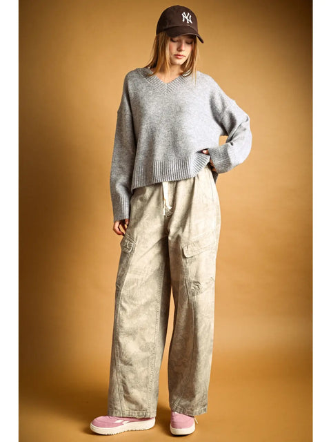  Brushed Print Cargo Pants
