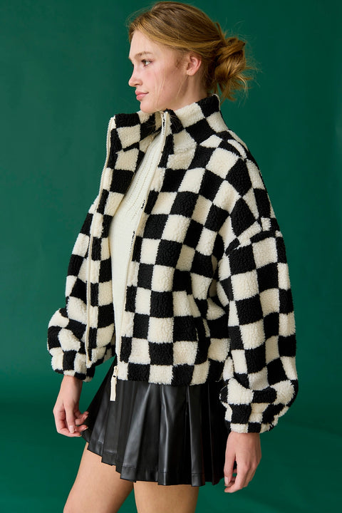  Alayna Black & White Check Jacket