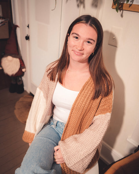  Chunky Color Block Cardigan