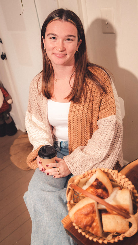  Chunky Color Block Cardigan