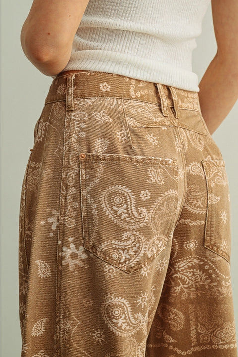  Paisley Print Washed Pants