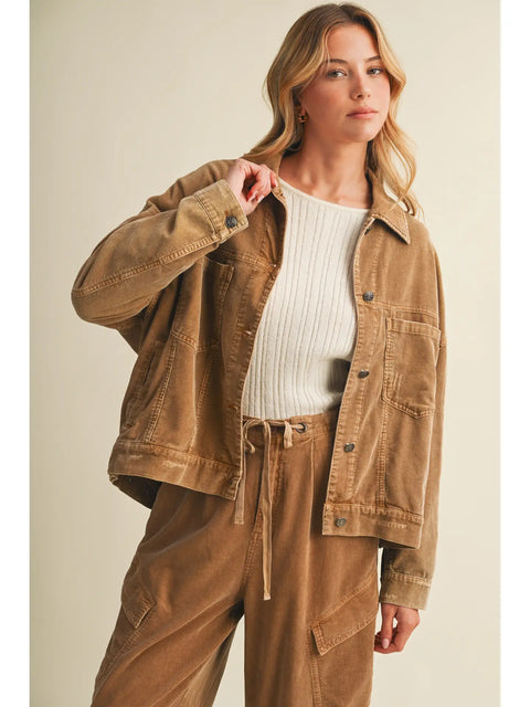  Corduroy Dropped Shoulder Jacket