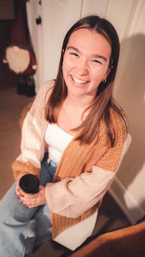  Chunky Color Block Cardigan