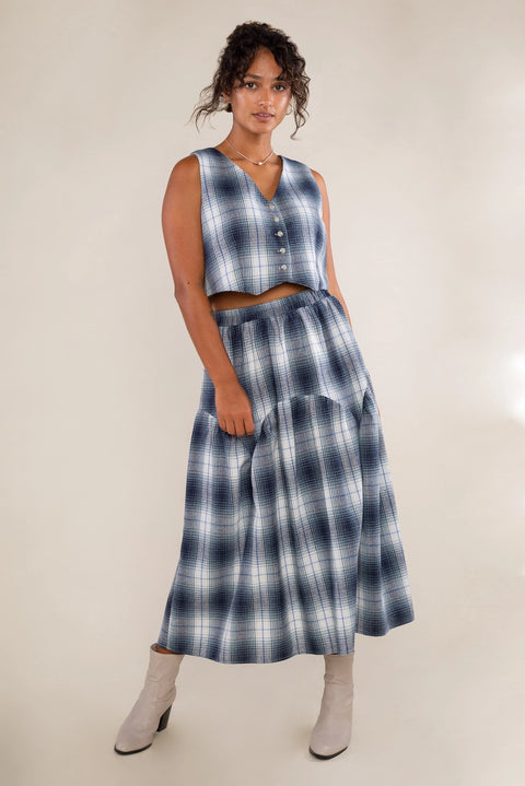  Wren Plaid Button Up Vest