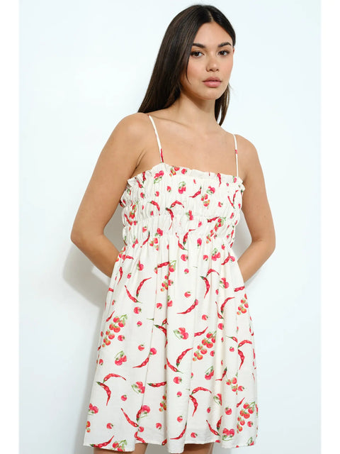  Chili Print Mini Dress