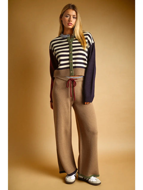  Striped Mixed Pattern Button Up Top