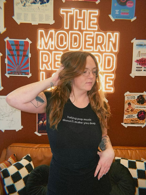 Hating Pop Music Doesn't Make You Deep Embroidered Crop Top