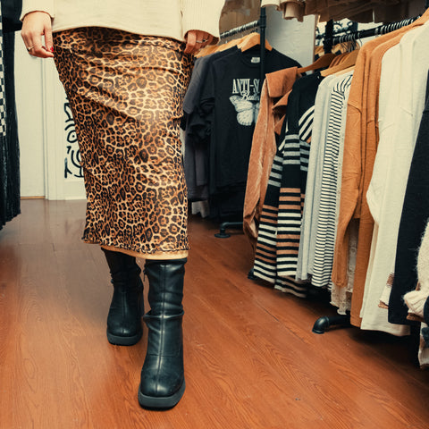 Leopard Mesh Maxi Skirt