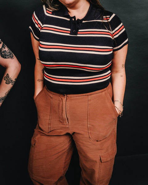  Multi Stripe Polo Top