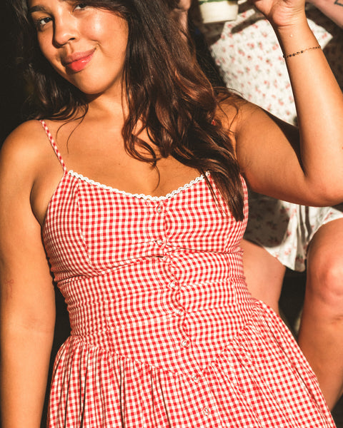 Checkered Vintage V-Neck Dress
