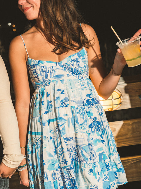 Blue Abstract Corset Mini