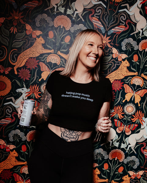 Hating Pop Music Doesn't Make You Deep Embroidered Crop Top