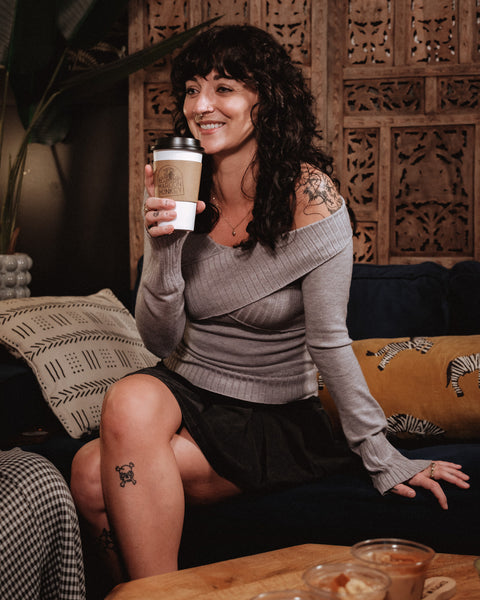 Crossed Overfold Off-Shoulder Knit Sweater