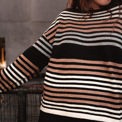  Boatneck Striped Sweater