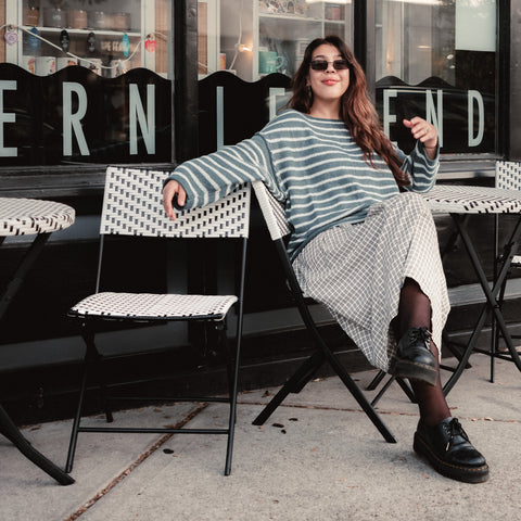 Pine Green & Blue Oversized Sweater