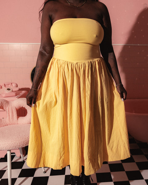  Fit & Flare Midi Strapless Dress