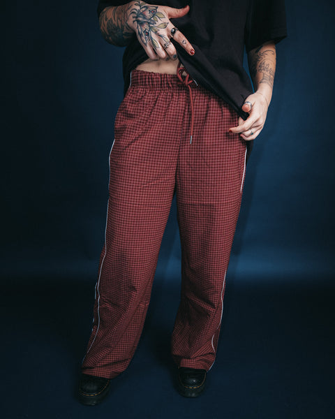  Check Woven Long Pants w/ Drawstring