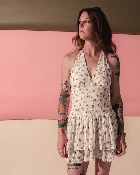  Red Rose Halter Mini Dress