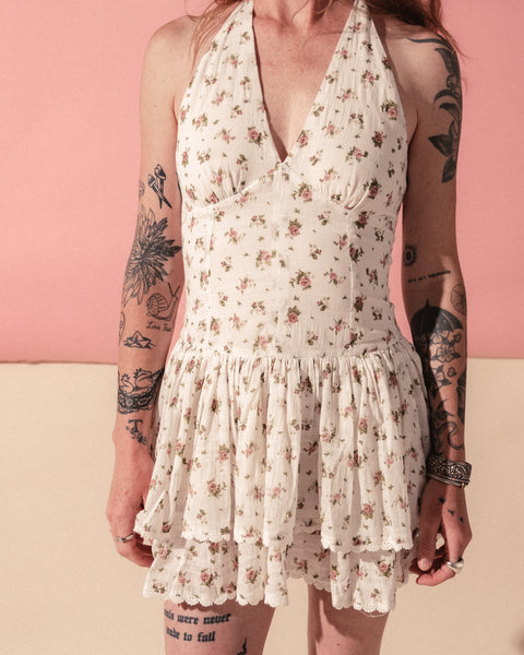  Red Rose Halter Mini Dress