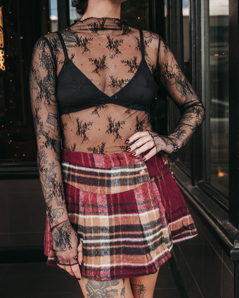 Pleats Plaid Skort