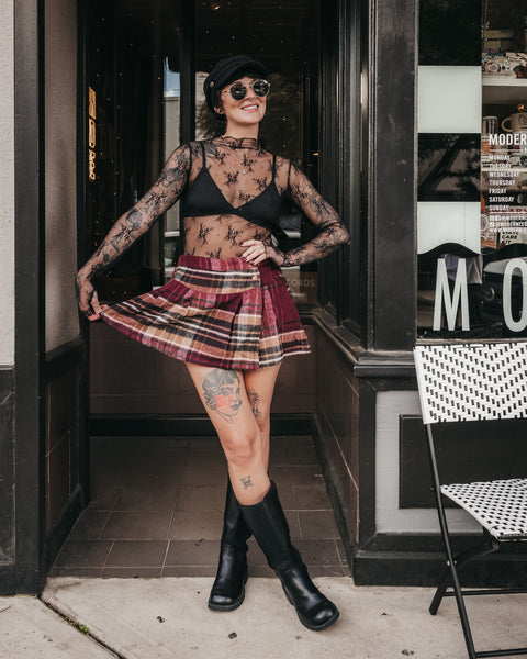 Pleats Plaid Skort