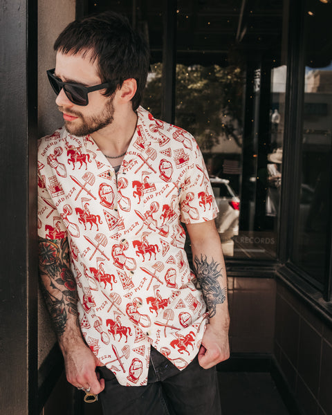 Defend Pizza Button Up