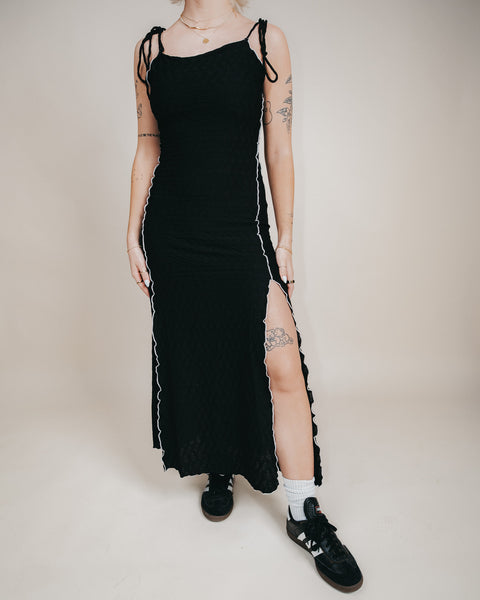  Geometric Knit Lettuce Dress