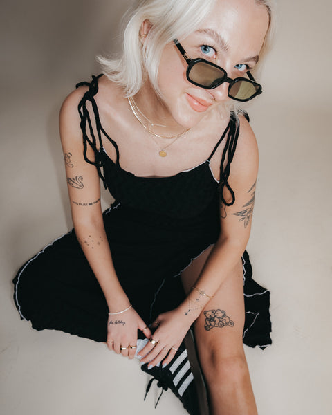  Geometric Knit Lettuce Dress