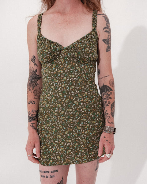  Paisley Green Mini Dress
