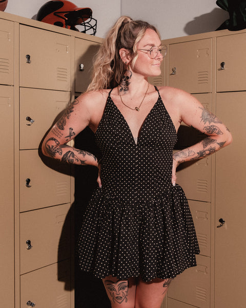 Polka Dot Plunging Mini Dress