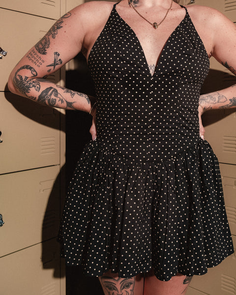 Polka Dot Plunging Mini Dress