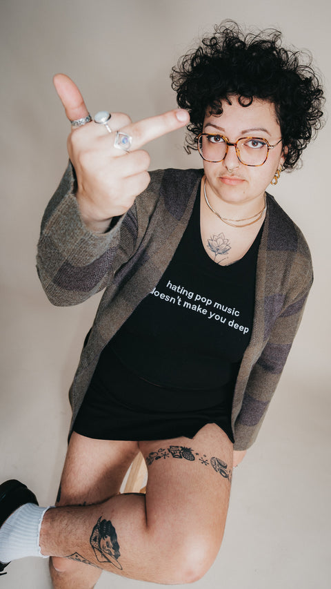  Hating Pop Music Doesn't Make You Deep Embroidered Crop Top