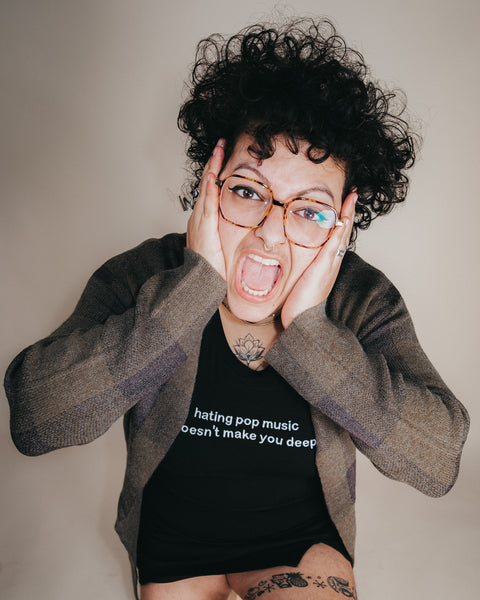 Hating Pop Music Doesn't Make You Deep Embroidered Crop Top