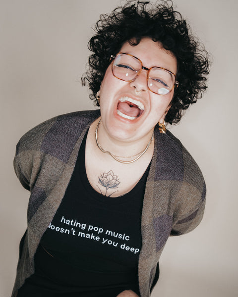 Hating Pop Music Doesn't Make You Deep Embroidered Crop Top