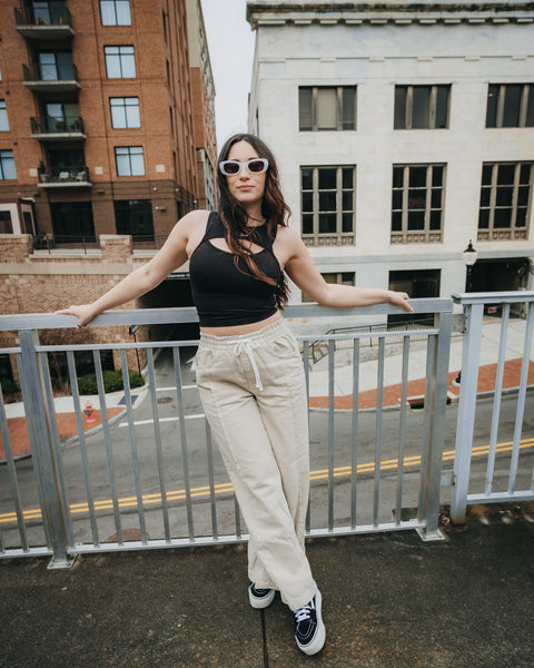 Crew Neck Cut Out Seamless Top