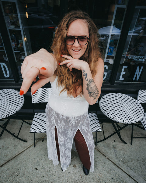  Boho Sheer Lace Bodysuit & Dress Set