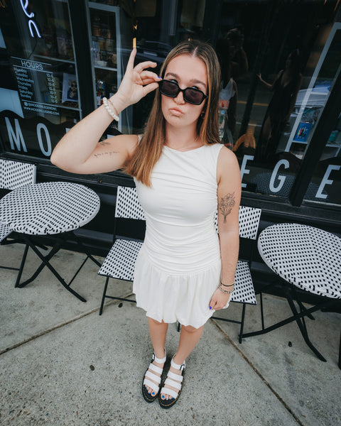 Sleeveless Boat Neck Dress