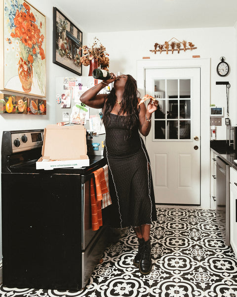 Geometric Knit Lettuce Dress