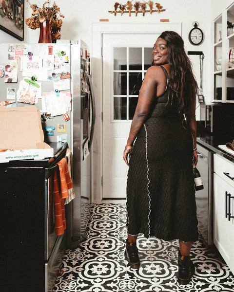 Geometric Knit Lettuce Dress