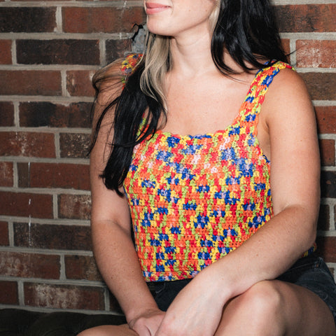  Rainbow Crochet Top