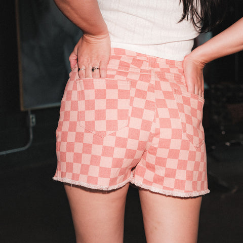  High Waisted Checkered Shorts