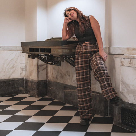 Ava Wide-Leg Plaid Pants