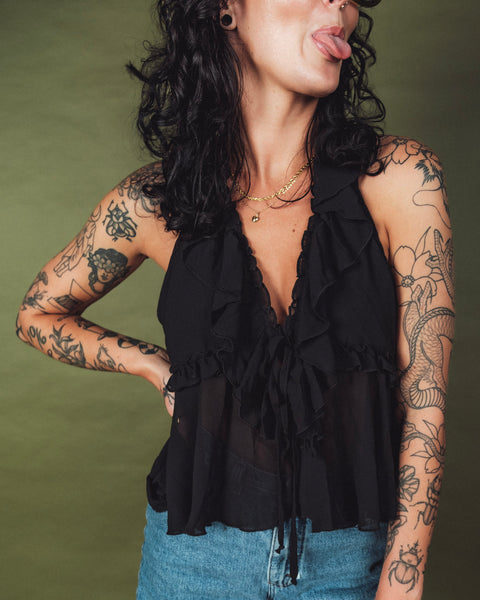 Sheer Double Tie Lace Top