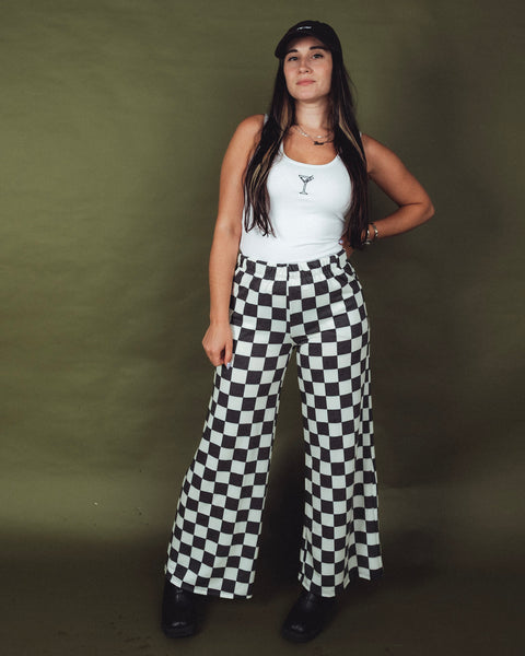  High Waist Soft Checkered Pants