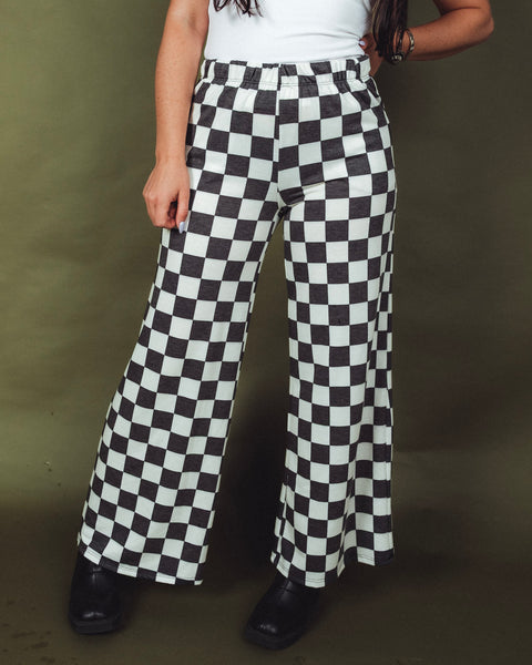 High Waist Soft Checkered Pants