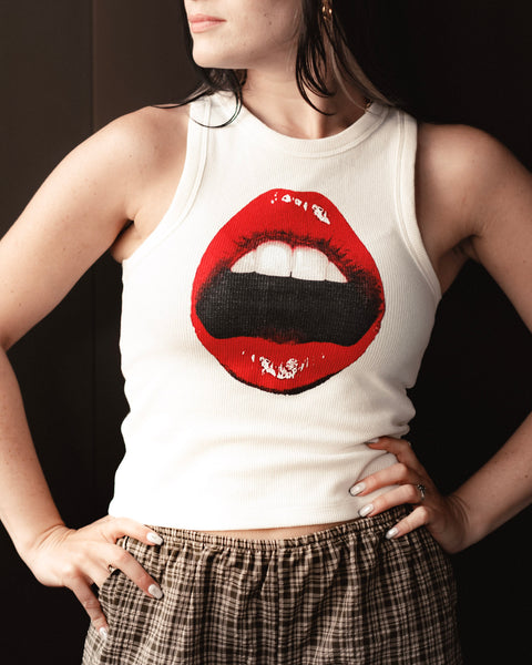  Open Lips Waffle Tank
