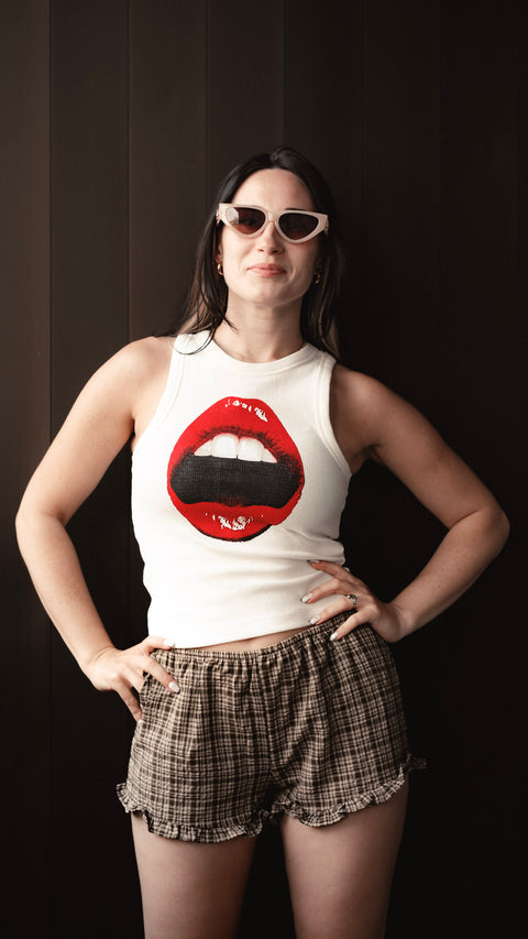  Open Lips Waffle Tank