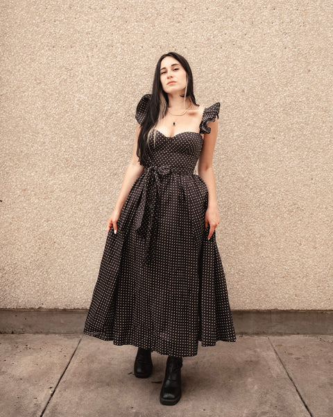  Pin Dot Corset Flutter Dress