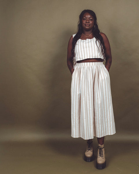  Striped Long Skirt